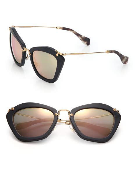 miu miu cat eye sunglasses black|Miu Miu runway sunglasses.